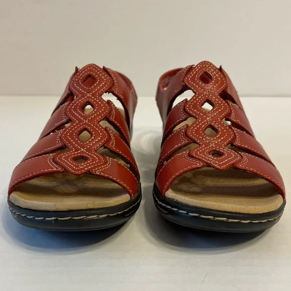 Clarks Collection Gladiator Sandals Leisa Ruby Red Size 7‎ W - Picture 2 of 10